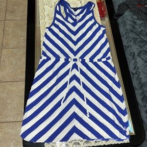 Gap blue and white striped sleeveless dress